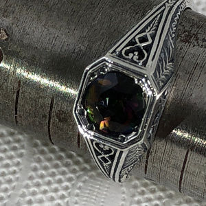 1CT Color Changing Rainbow Topaz 925  Silver Ring